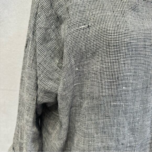 Vintage 80s linen lagenlook midi shift oversized dress houndstooth size small - Picture 7 of 16